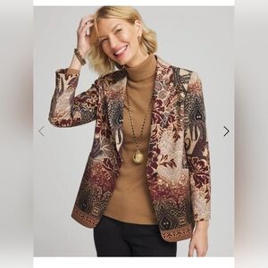 Chico's Artisanal Print Ponte Blazer, Size 1.5 (10)
